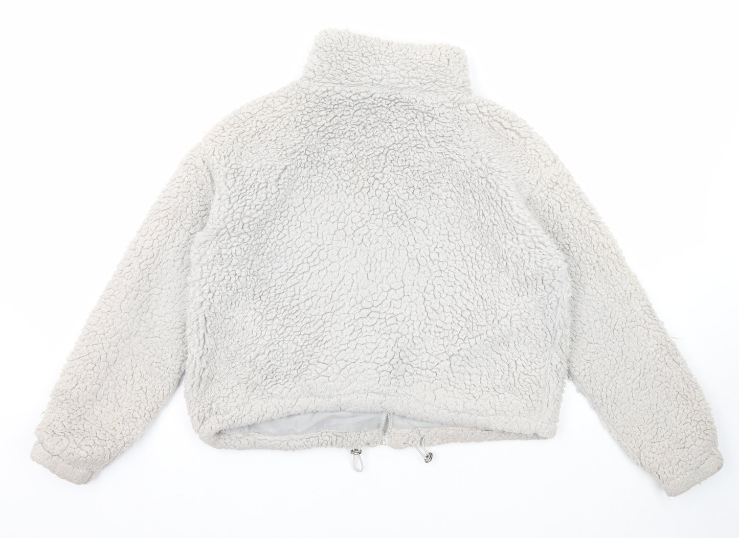 New Look Womens Grey Jacket Size S Zip - Teddy Bear Style