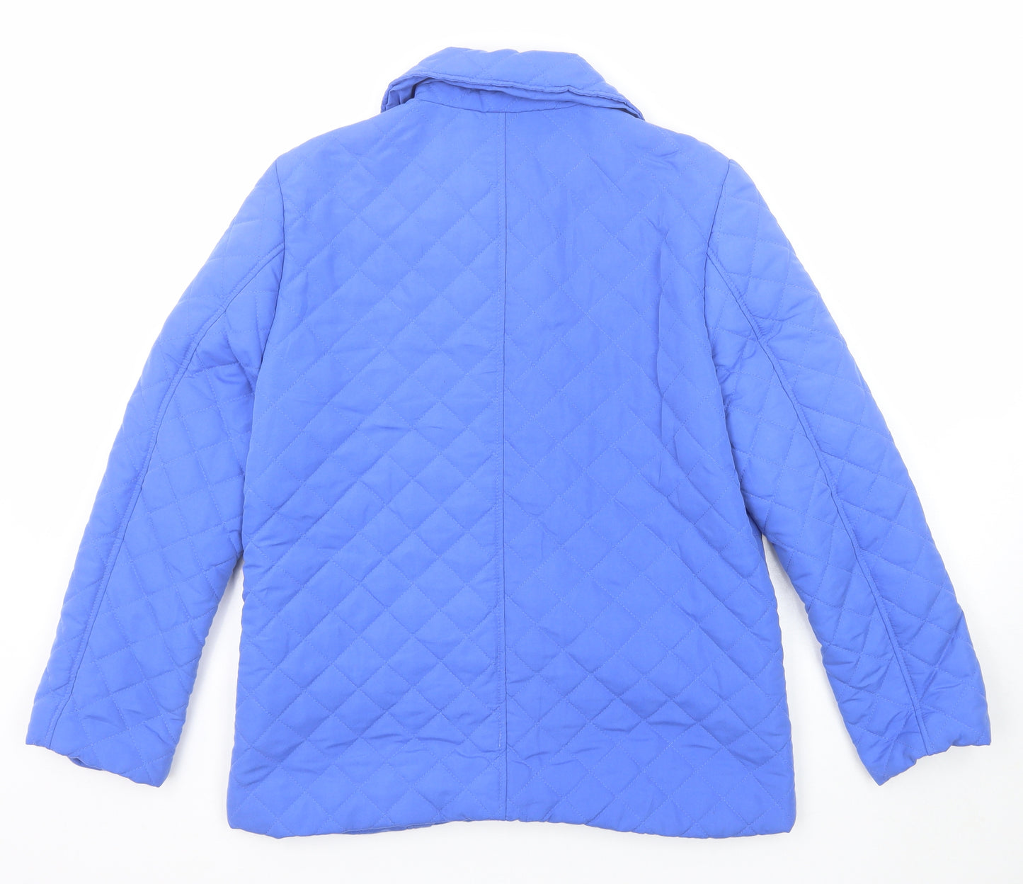 Janique Womens Blue Quilted Jacket Size 14 Button