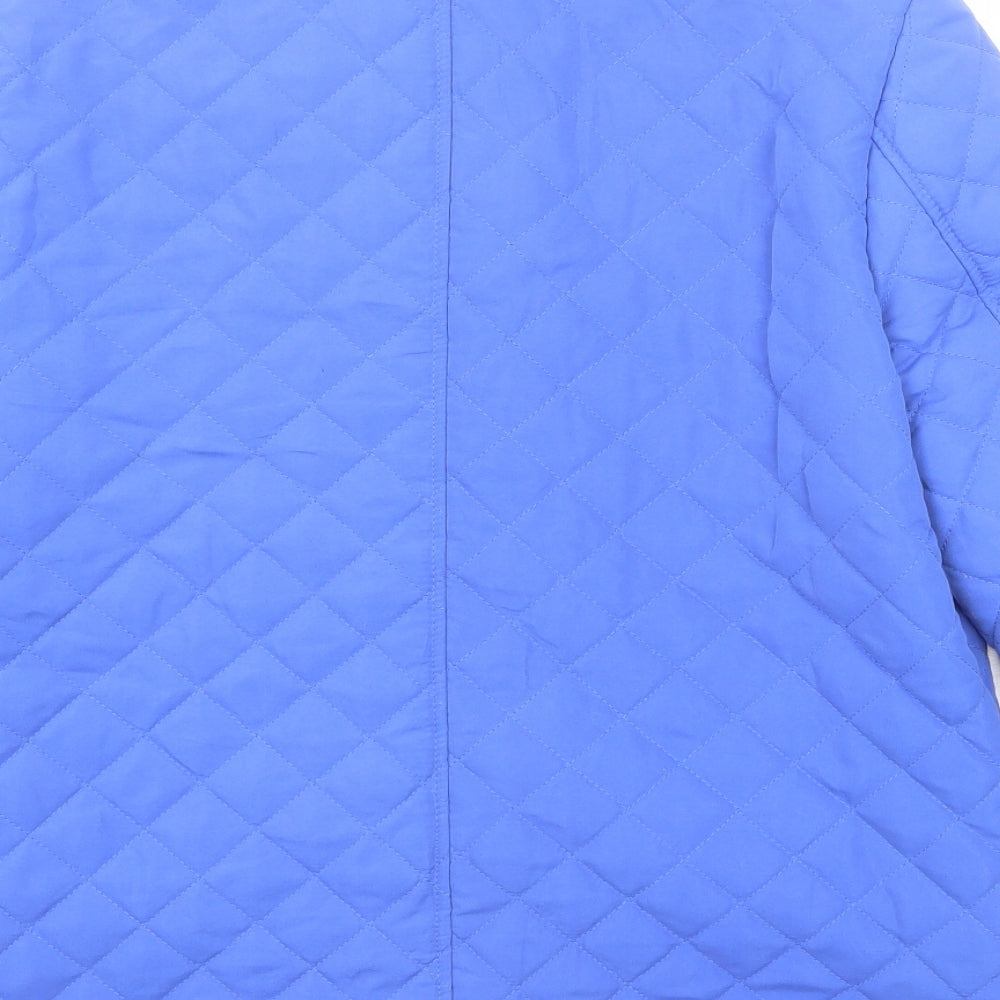 Janique Womens Blue Quilted Jacket Size 14 Button