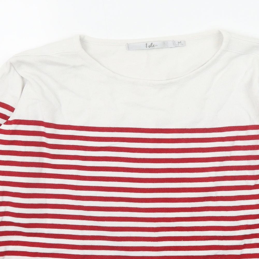 EWM Womens Red Round Neck Striped Cotton Pullover Jumper Size 14 - Size 14-16