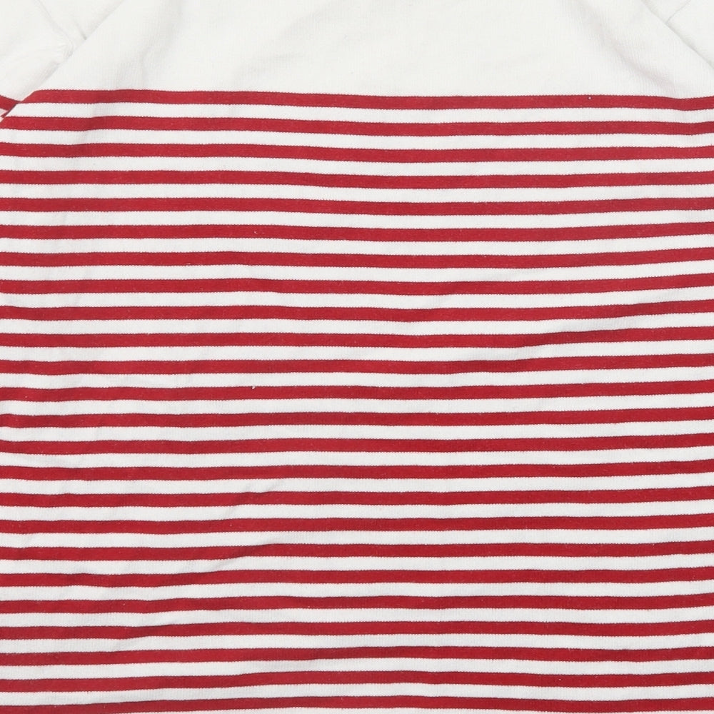 EWM Womens Red Round Neck Striped Cotton Pullover Jumper Size 14 - Size 14-16