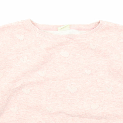 Zara Girls Pink Geometric Polyester Pullover Sweatshirt Size 13-14 Years Pullover - Heart Pattern