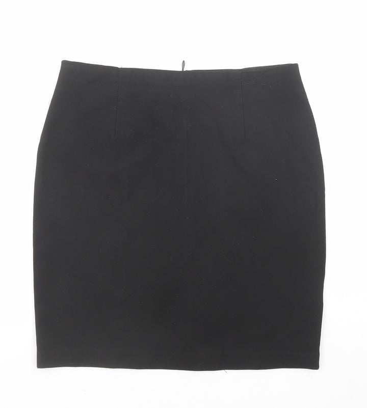 Marks and Spencer Girls Black Polyester Straight & Pencil Skirt Size 10 Years Regular Zip
