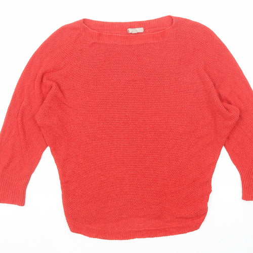 CARINA Womens Red Boat Neck Modal Pullover Jumper Size M