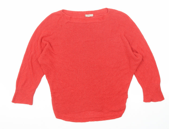 CARINA Womens Red Boat Neck Modal Pullover Jumper Size M