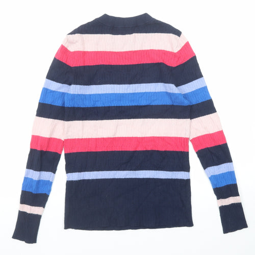Marks and Spencer Womens Multicoloured Round Neck Striped Viscose Pullover Jumper Size 10