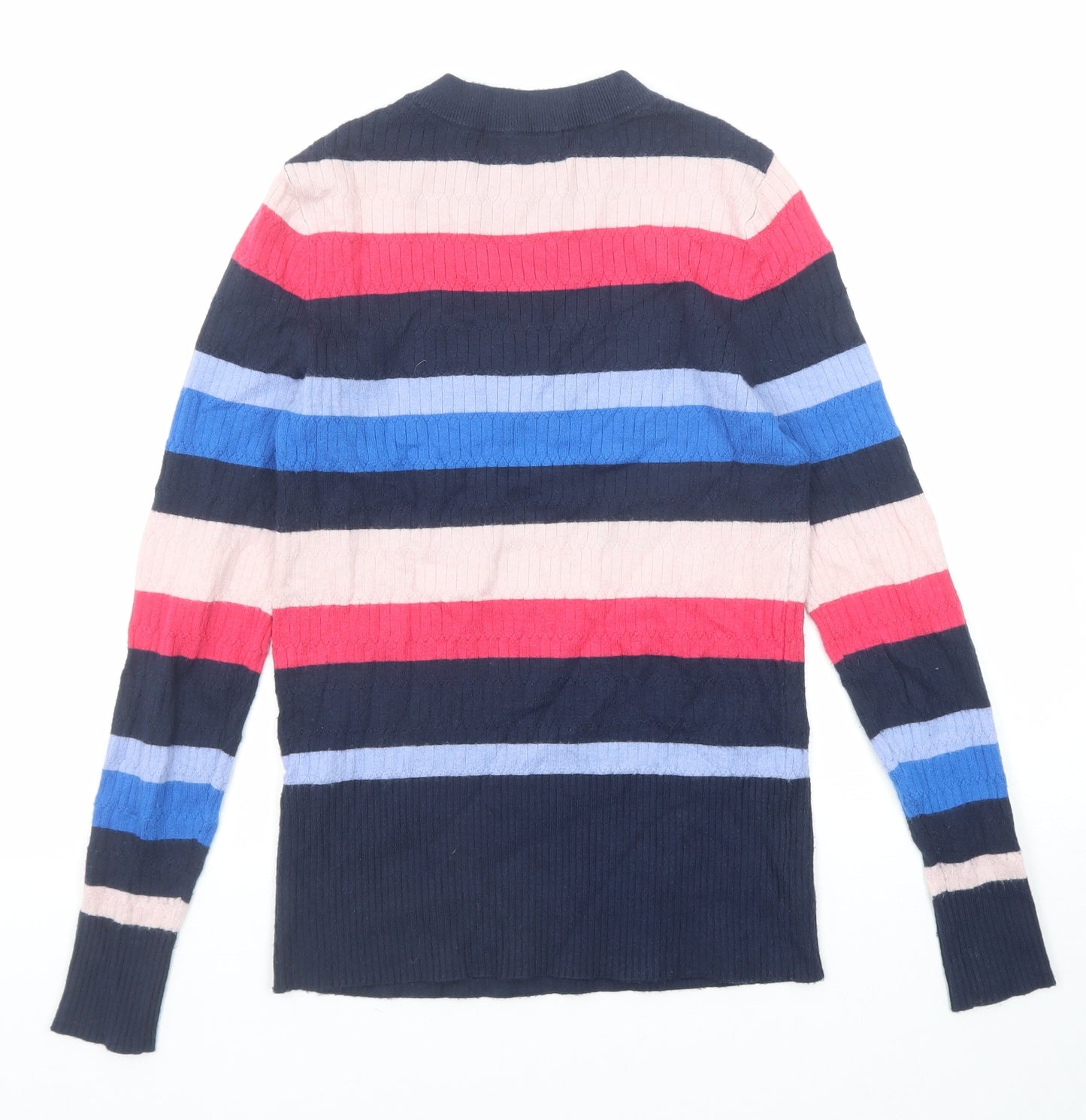 Marks and Spencer Womens Multicoloured Round Neck Striped Viscose Pullover Jumper Size 10