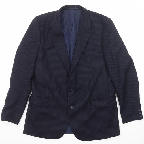 John Collier Mens Blue Striped Wool Jacket Suit Jacket Size 44 Regular
