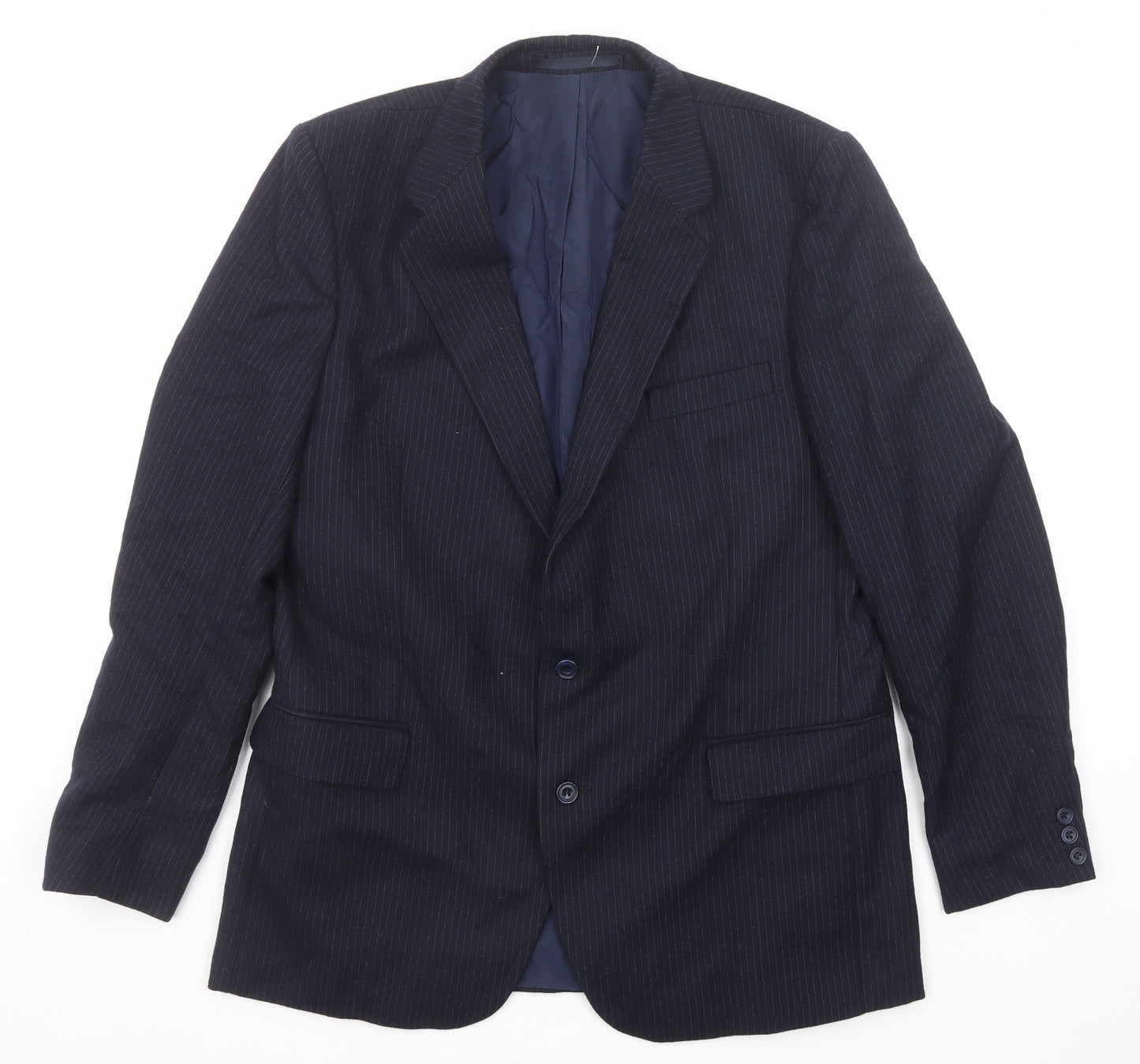 John Collier Mens Blue Striped Wool Jacket Suit Jacket Size 44 Regular