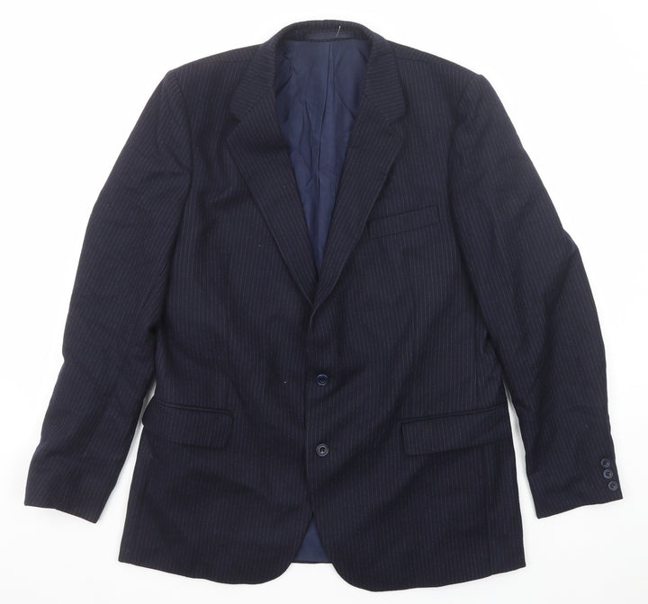 John Collier Mens Blue Striped Wool Jacket Suit Jacket Size 44 Regular