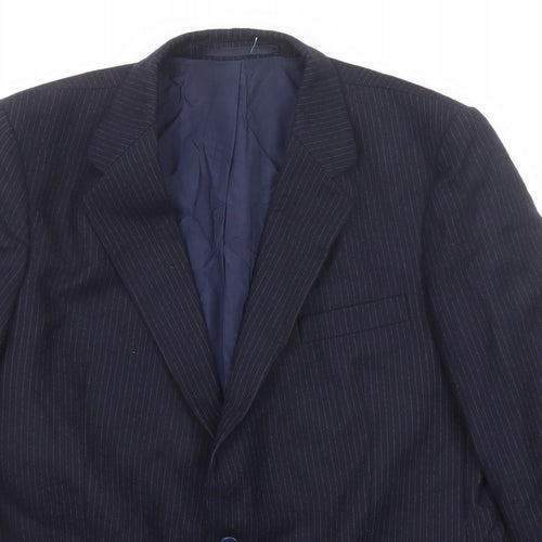 John Collier Mens Blue Striped Wool Jacket Suit Jacket Size 44 Regular