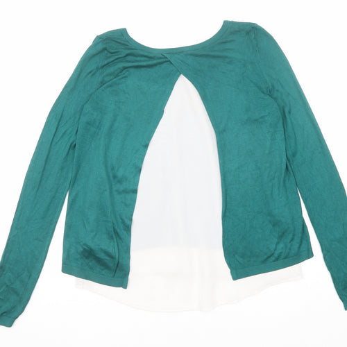 H&M Womens Green Round Neck Polyester Pullover Jumper Size XS