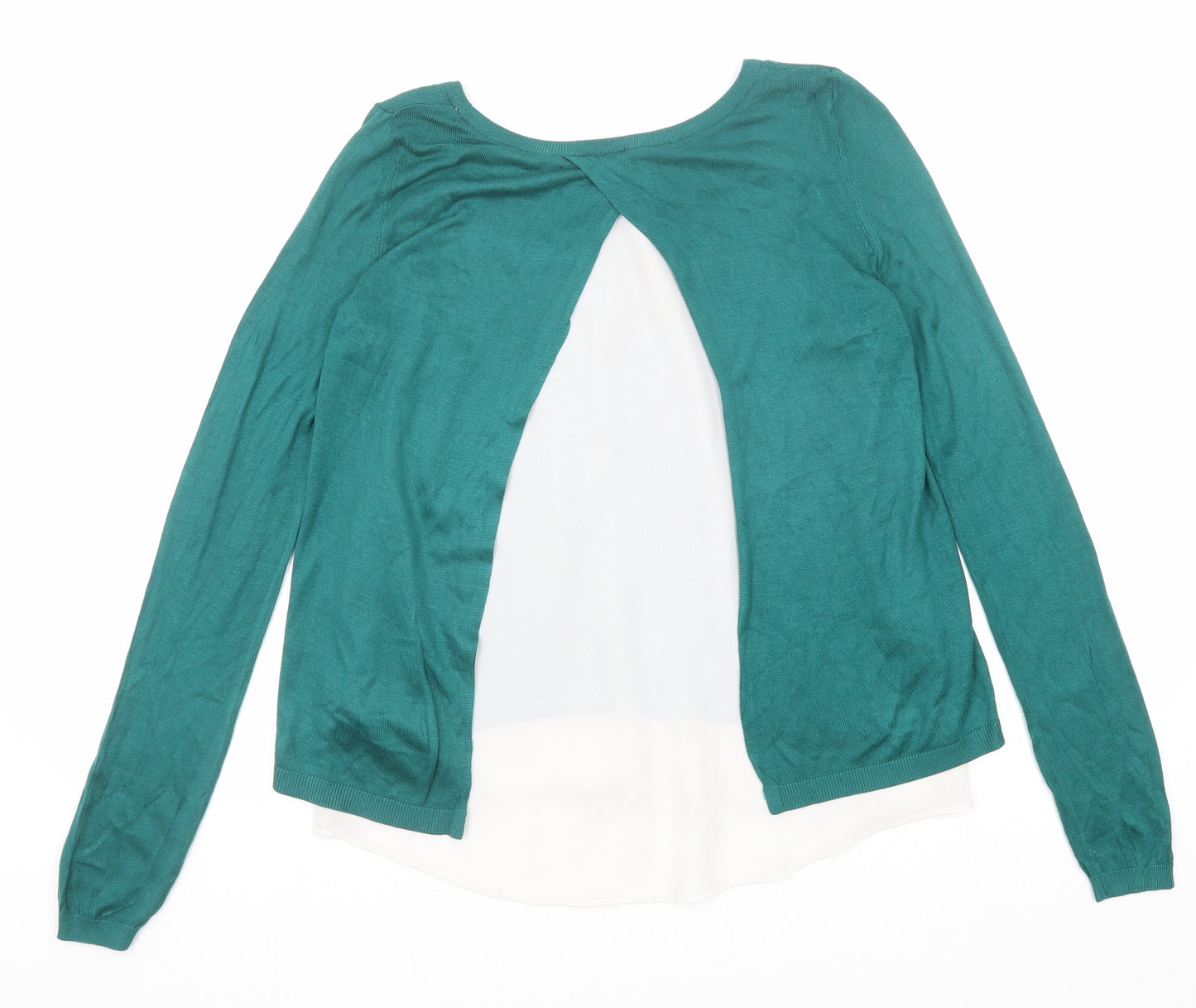 H&M Womens Green Round Neck Polyester Pullover Jumper Size XS