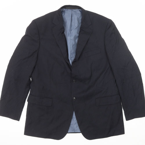 Marks and Spencer Mens Blue Striped Polyester Jacket Suit Jacket Size 44 Regular