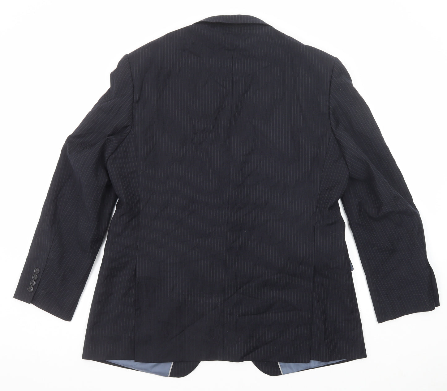 Marks and Spencer Mens Blue Striped Polyester Jacket Suit Jacket Size 44 Regular