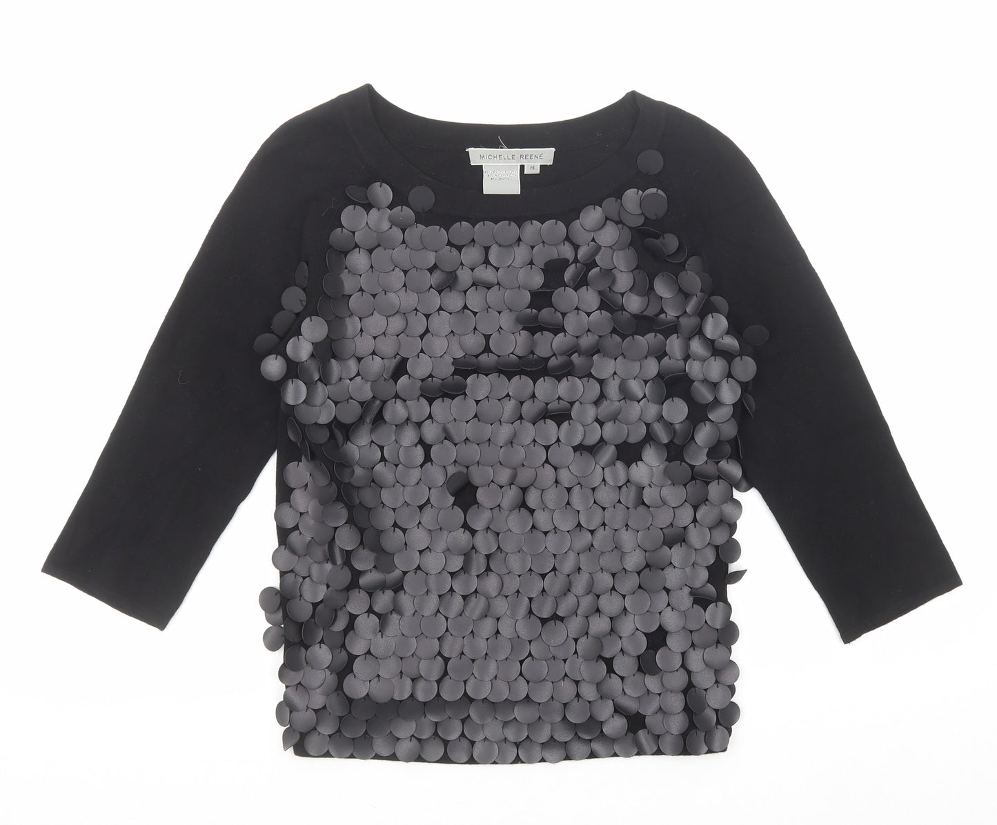 Michelle Reene Womens Black Round Neck Viscose Pullover Jumper Size M