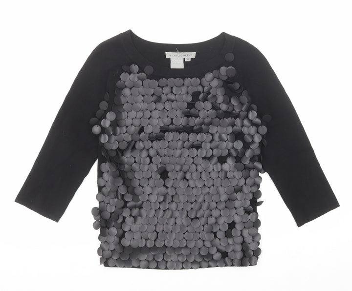 Michelle Reene Womens Black Round Neck Viscose Pullover Jumper Size M