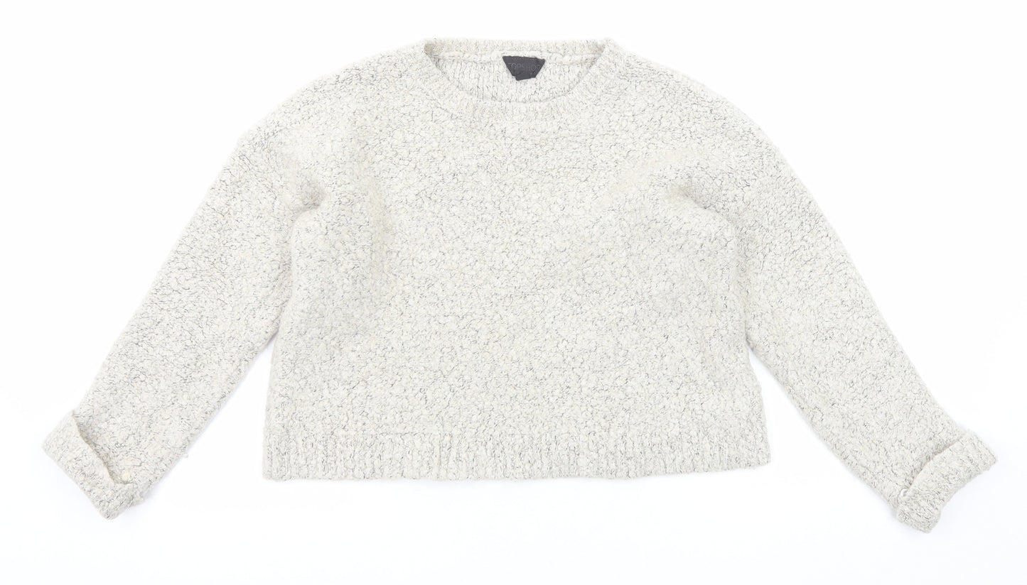 Topshop Womens Grey Round Neck Acrylic Pullover Jumper Size 10