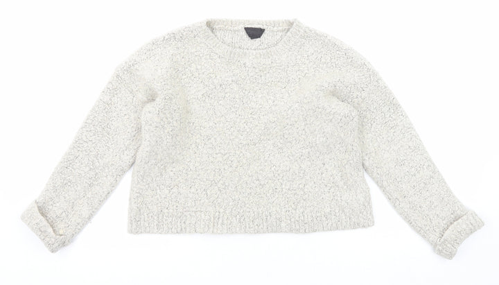 Topshop Womens Grey Round Neck Acrylic Pullover Jumper Size 10