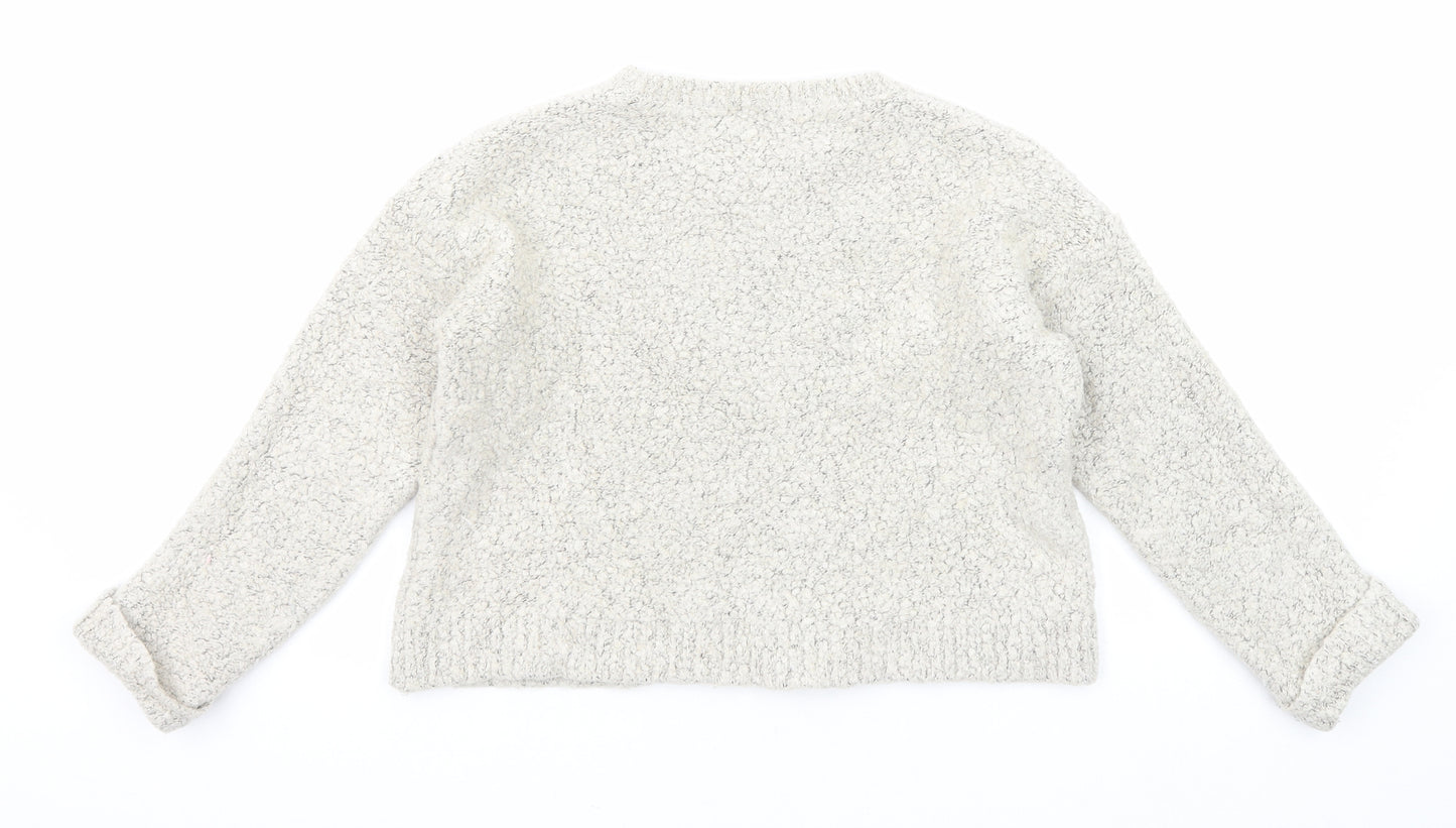 Topshop Womens Grey Round Neck Acrylic Pullover Jumper Size 10