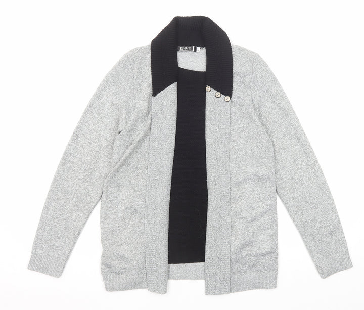 Envy Womens Grey V-Neck Acrylic Pullover Jumper Size S - Twin Set