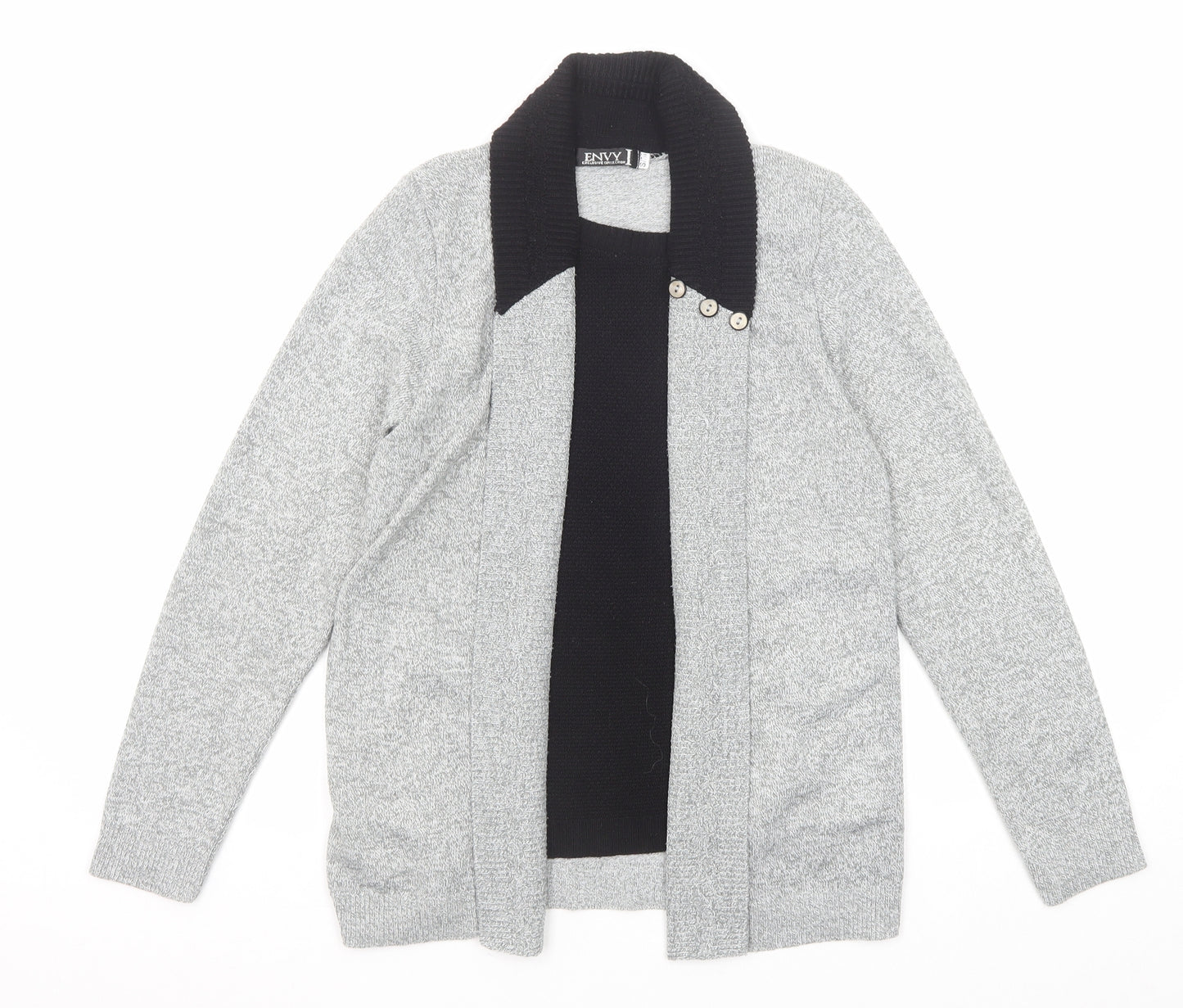 Envy Womens Grey V-Neck Acrylic Pullover Jumper Size S - Twin Set