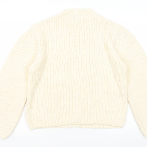 Marks and Spencer Womens White Round Neck Acrylic Pullover Jumper Size M