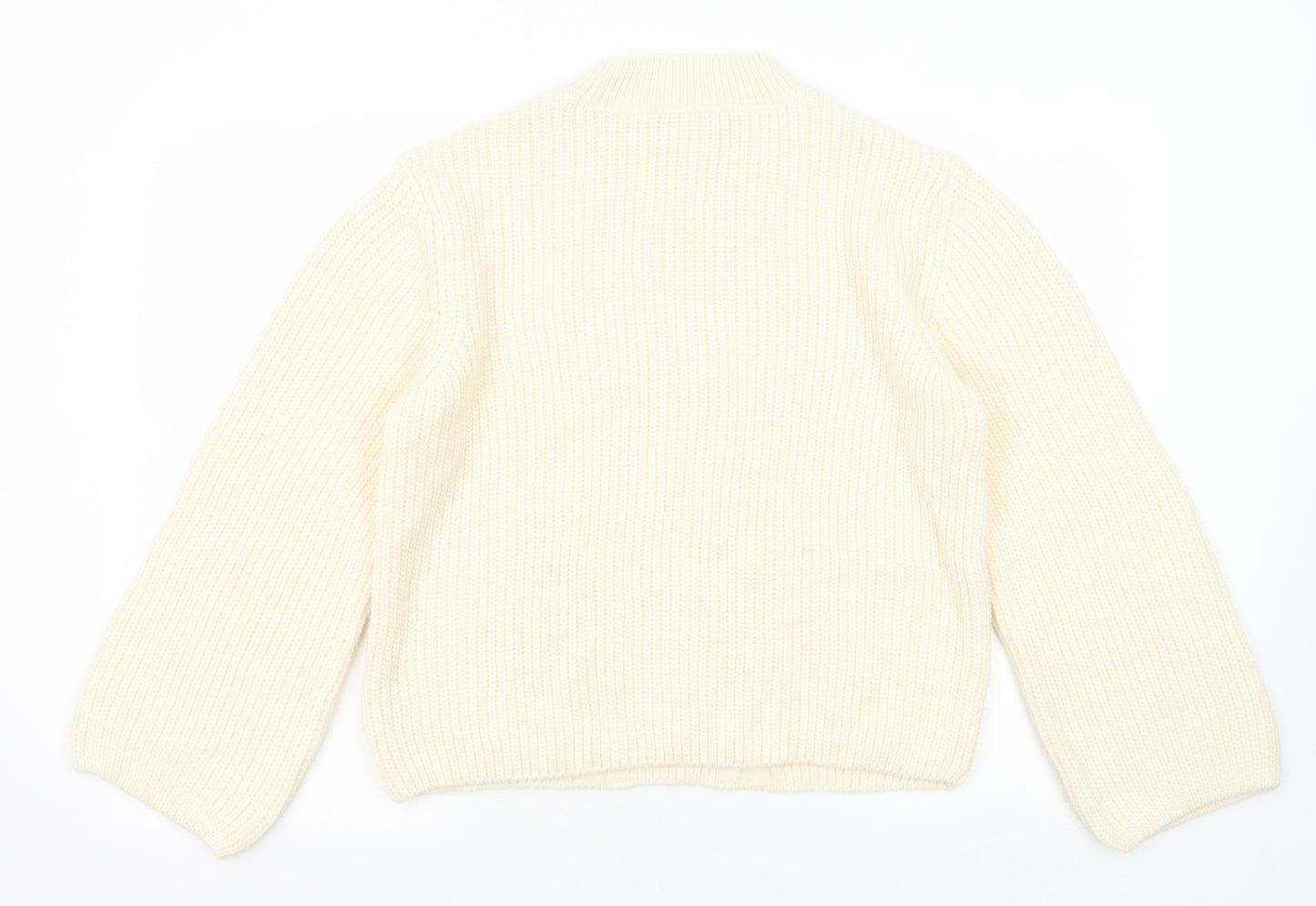Marks and Spencer Womens White Round Neck Acrylic Pullover Jumper Size M