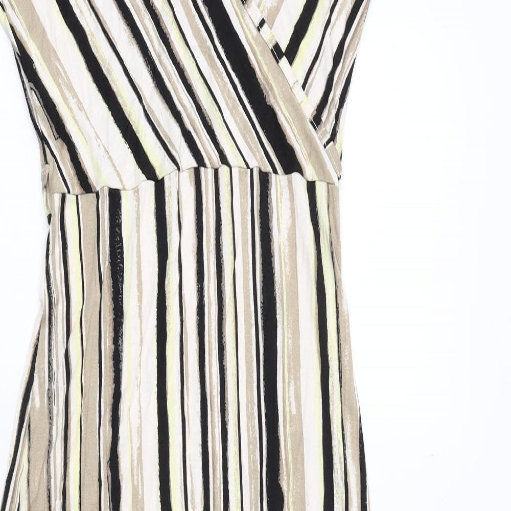 Principles Womens Multicoloured Striped Viscose Maxi Size 10 V-Neck Pullover - Wrap Front Detail