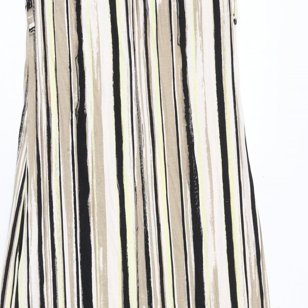 Principles Womens Multicoloured Striped Viscose Maxi Size 10 V-Neck Pullover - Wrap Front Detail