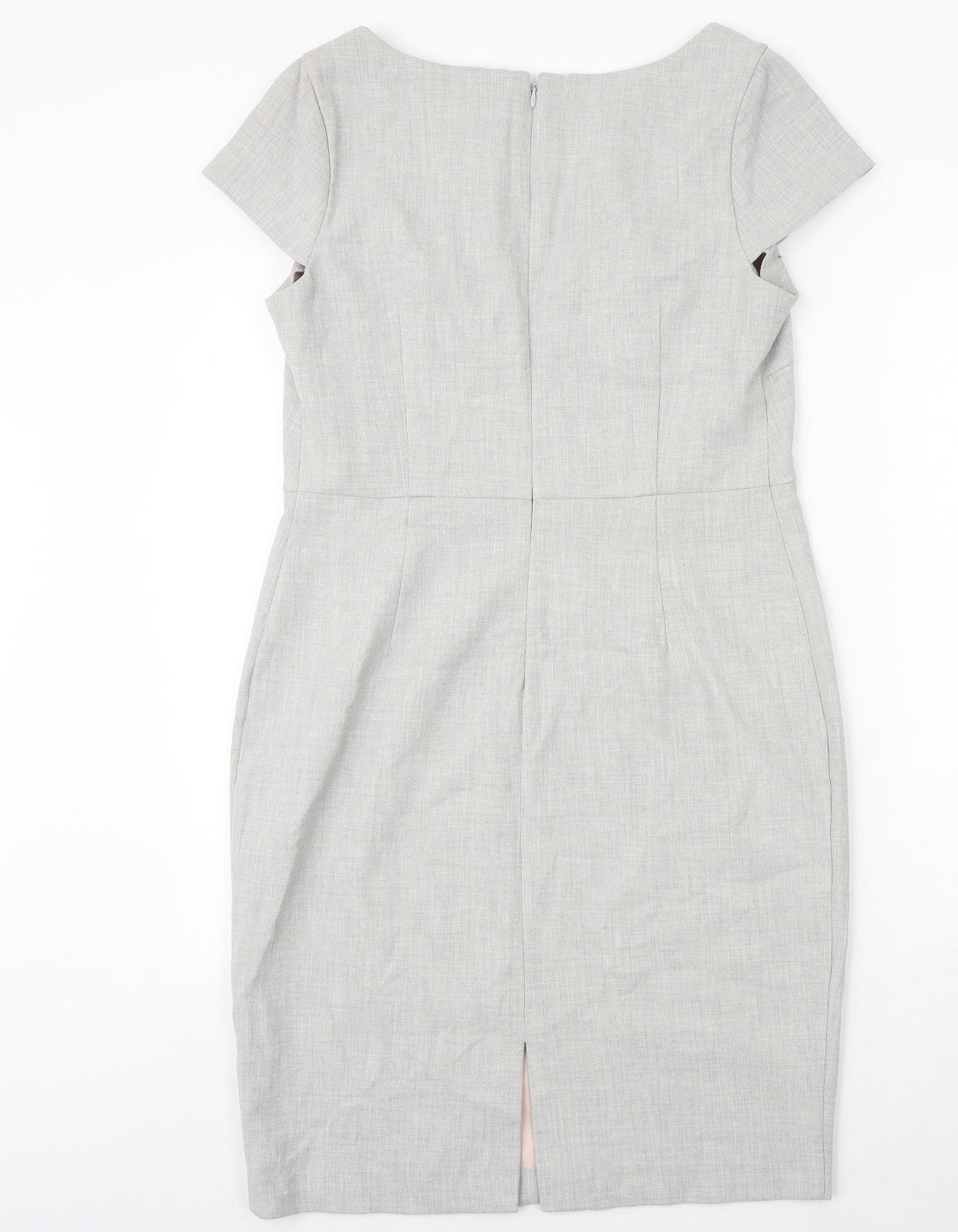 NEXT Womens Beige Polyester Pencil Dress Size 14 Square Neck Zip