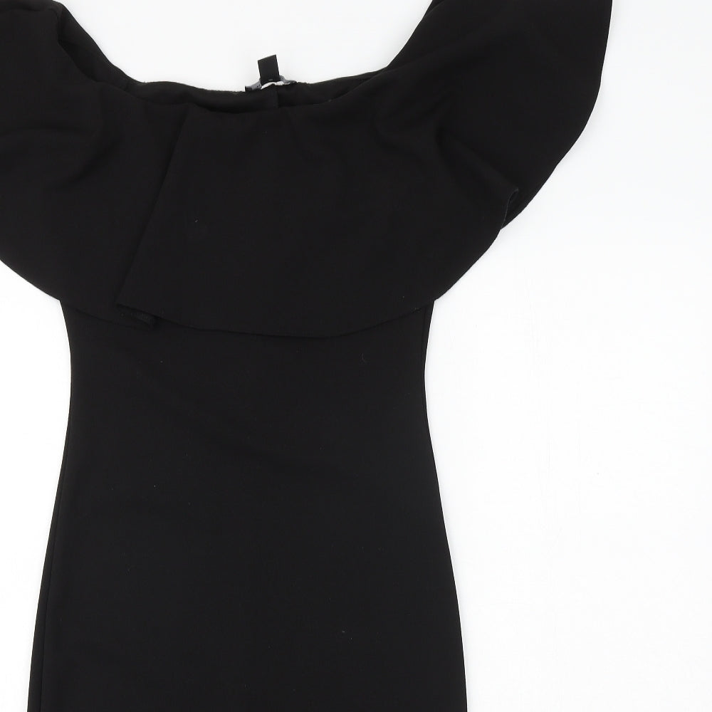 New Look Womens Black Polyester Pencil Dress Size 10 Off the Shoulder Pullover
