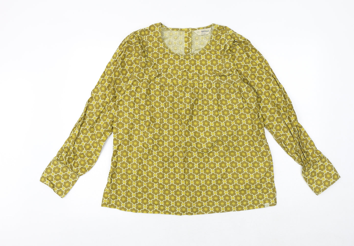 Regatta Womens Yellow Floral 100% Cotton Basic Blouse Size 10 Round Neck