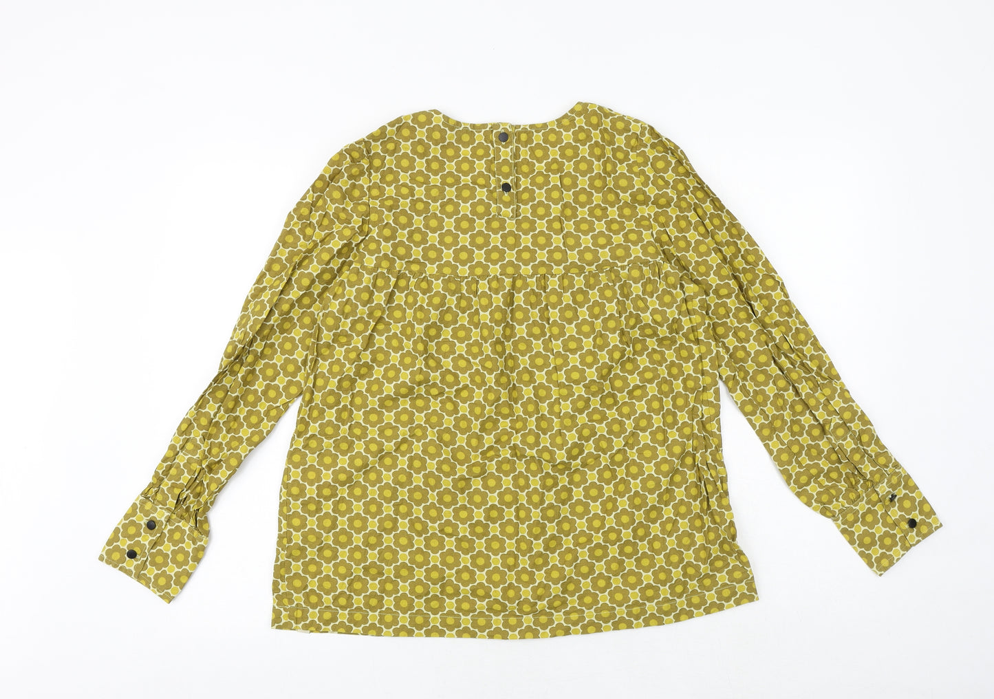 Regatta Womens Yellow Floral 100% Cotton Basic Blouse Size 10 Round Neck