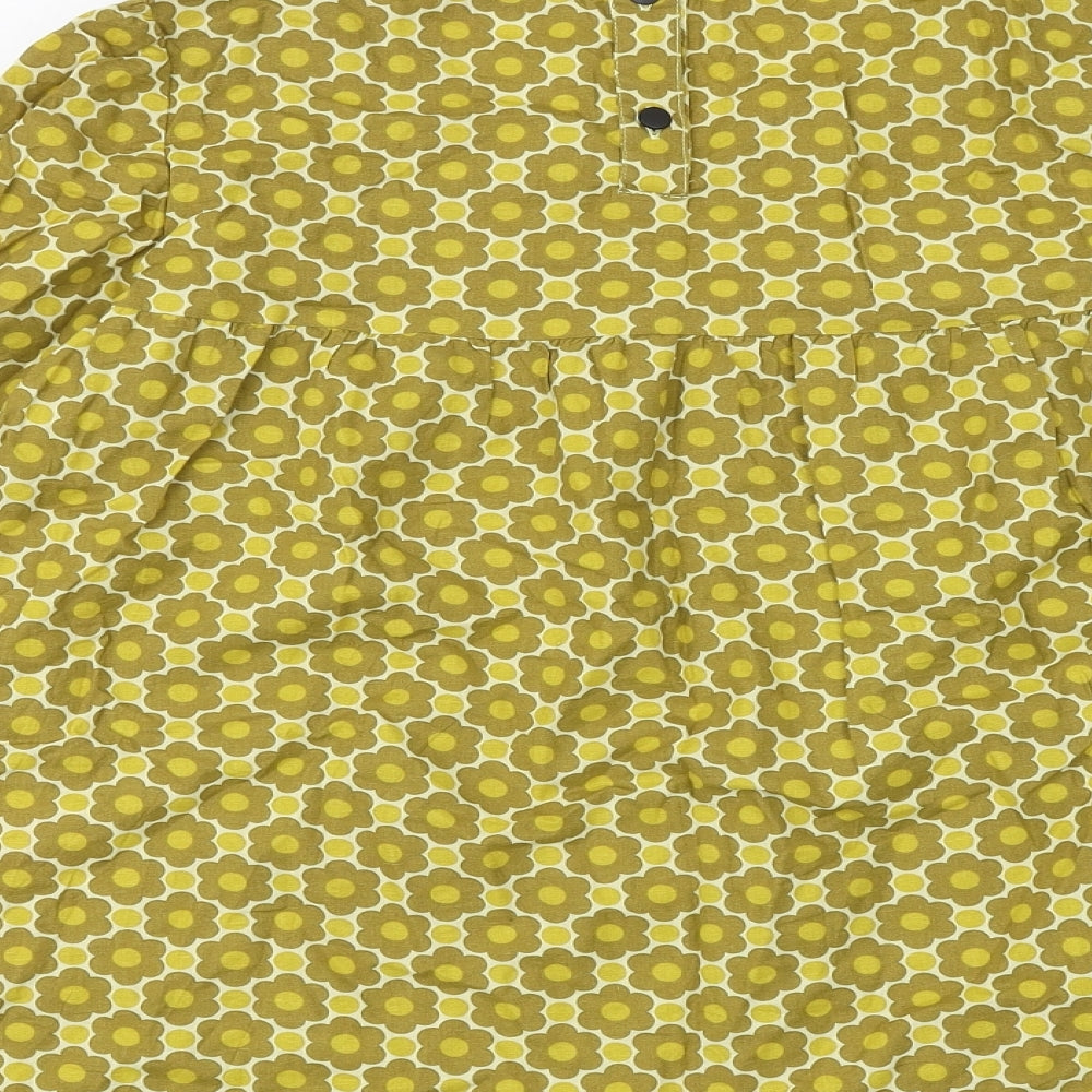 Regatta Womens Yellow Floral 100% Cotton Basic Blouse Size 10 Round Neck