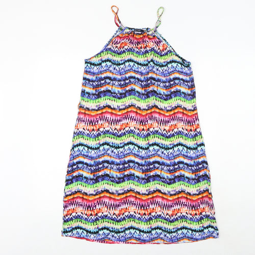 figleaves Womens Multicoloured Geometric Viscose Tank Dress Size S Round Neck Pullover