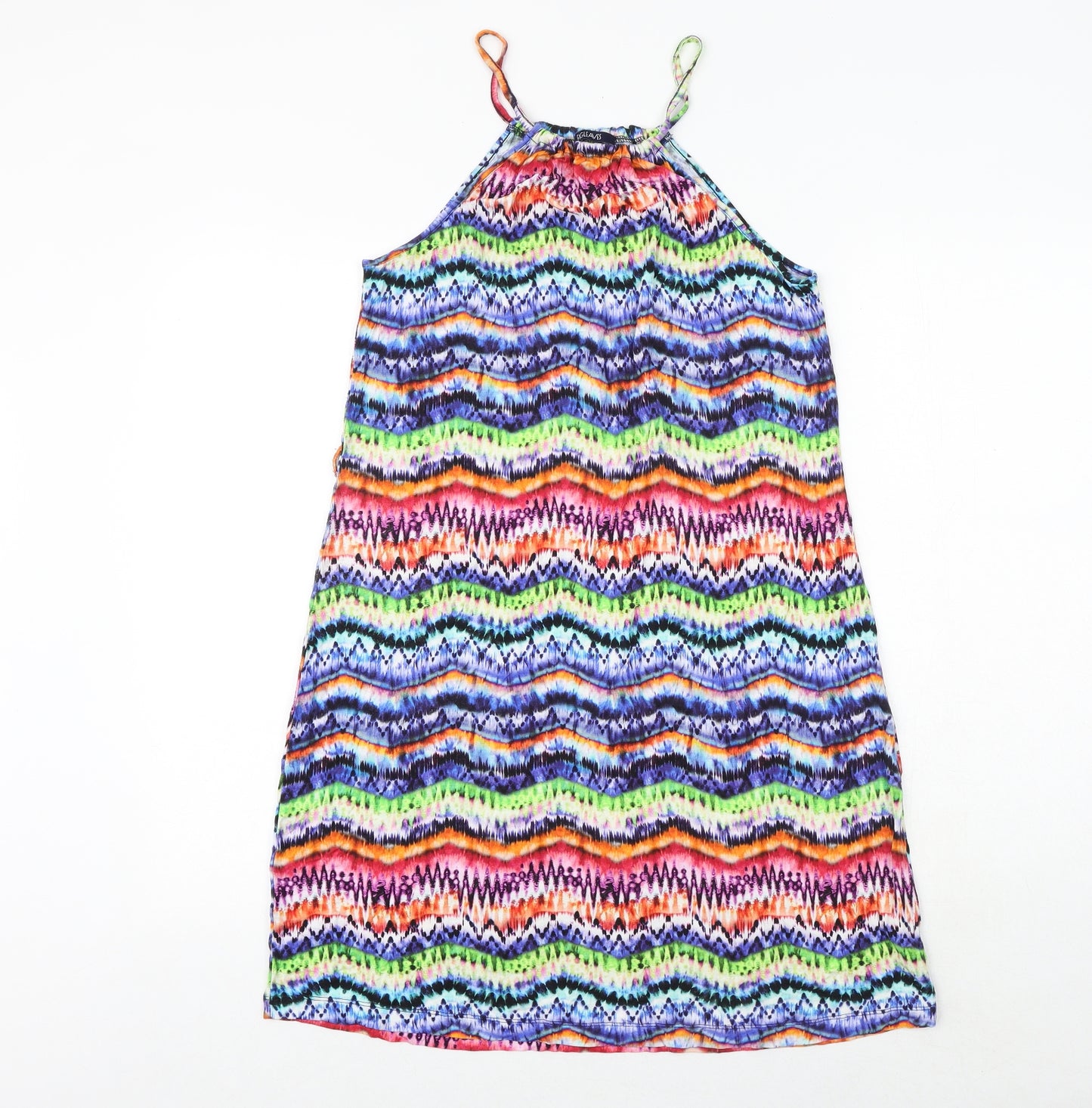 figleaves Womens Multicoloured Geometric Viscose Tank Dress Size S Round Neck Pullover