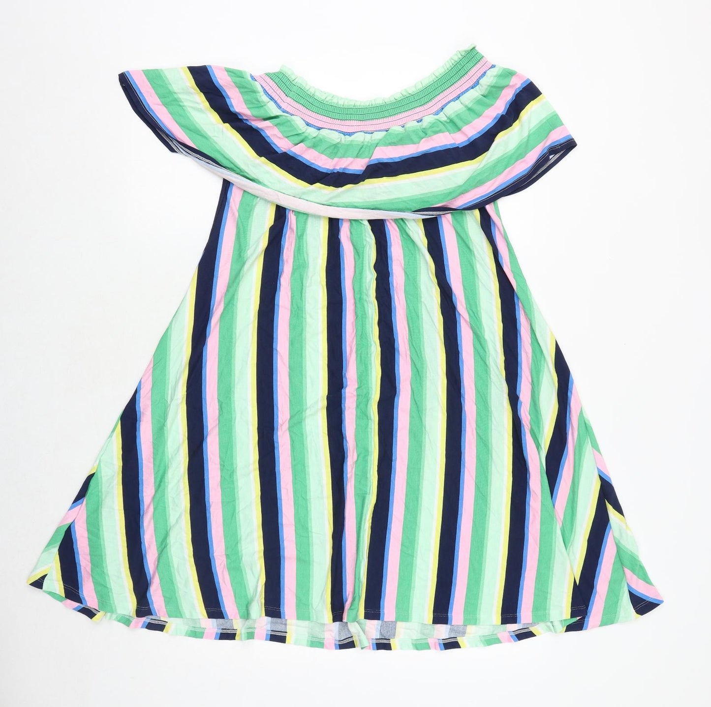 Marks and Spencer Womens Multicoloured Striped Viscose Trapeze & Swing Size 16 Round Neck Pullover
