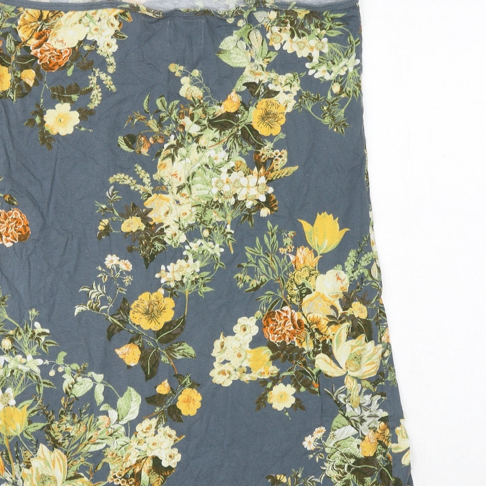NEXT Womens Grey Floral 100% Cotton Cami Dress Size 14