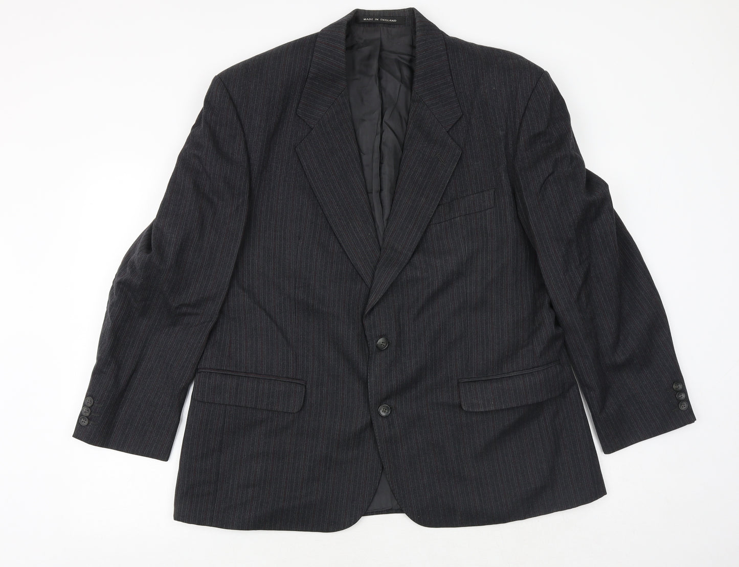 The Label Mens Grey Striped Wool Jacket Suit Jacket Size 44 Regular