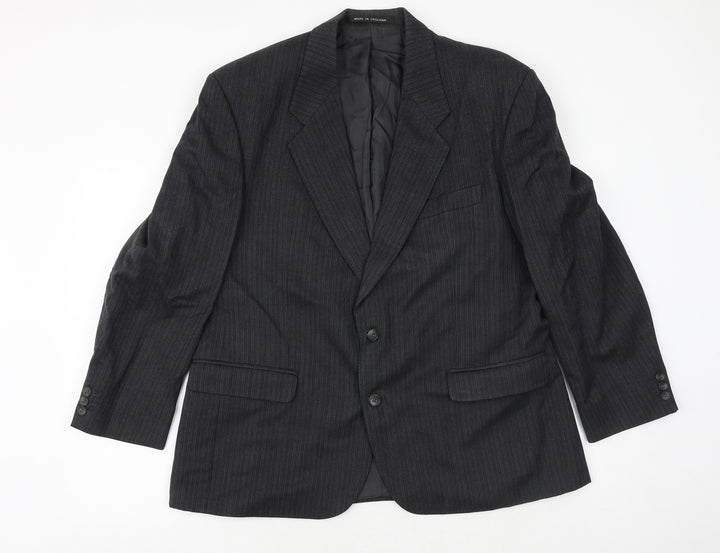 The Label Mens Grey Striped Wool Jacket Suit Jacket Size 44 Regular