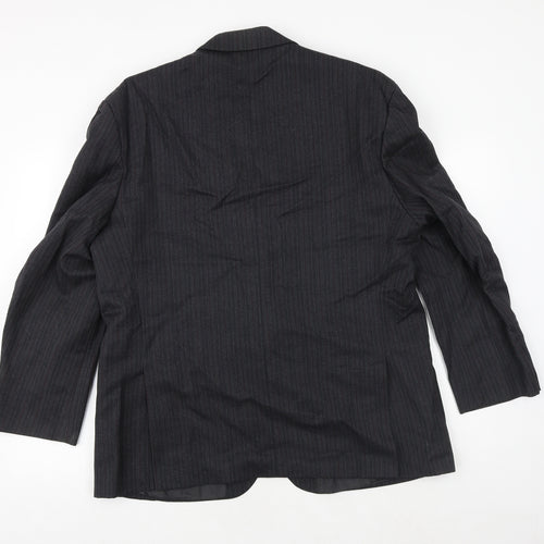 The Label Mens Grey Striped Wool Jacket Suit Jacket Size 44 Regular