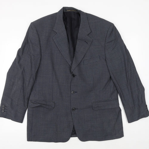 Marks and Spencer Mens Blue Geometric Wool Jacket Suit Jacket Size 42 Regular