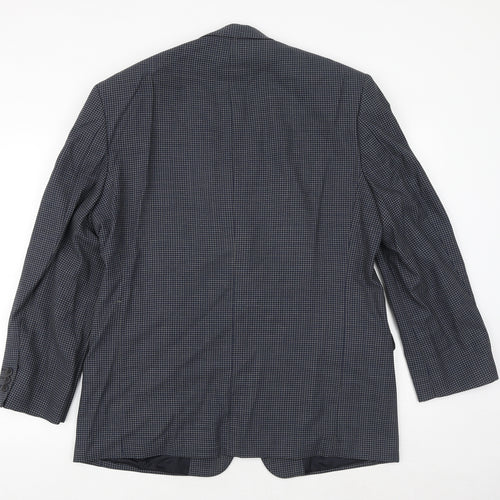 Marks and Spencer Mens Blue Geometric Wool Jacket Suit Jacket Size 42 Regular