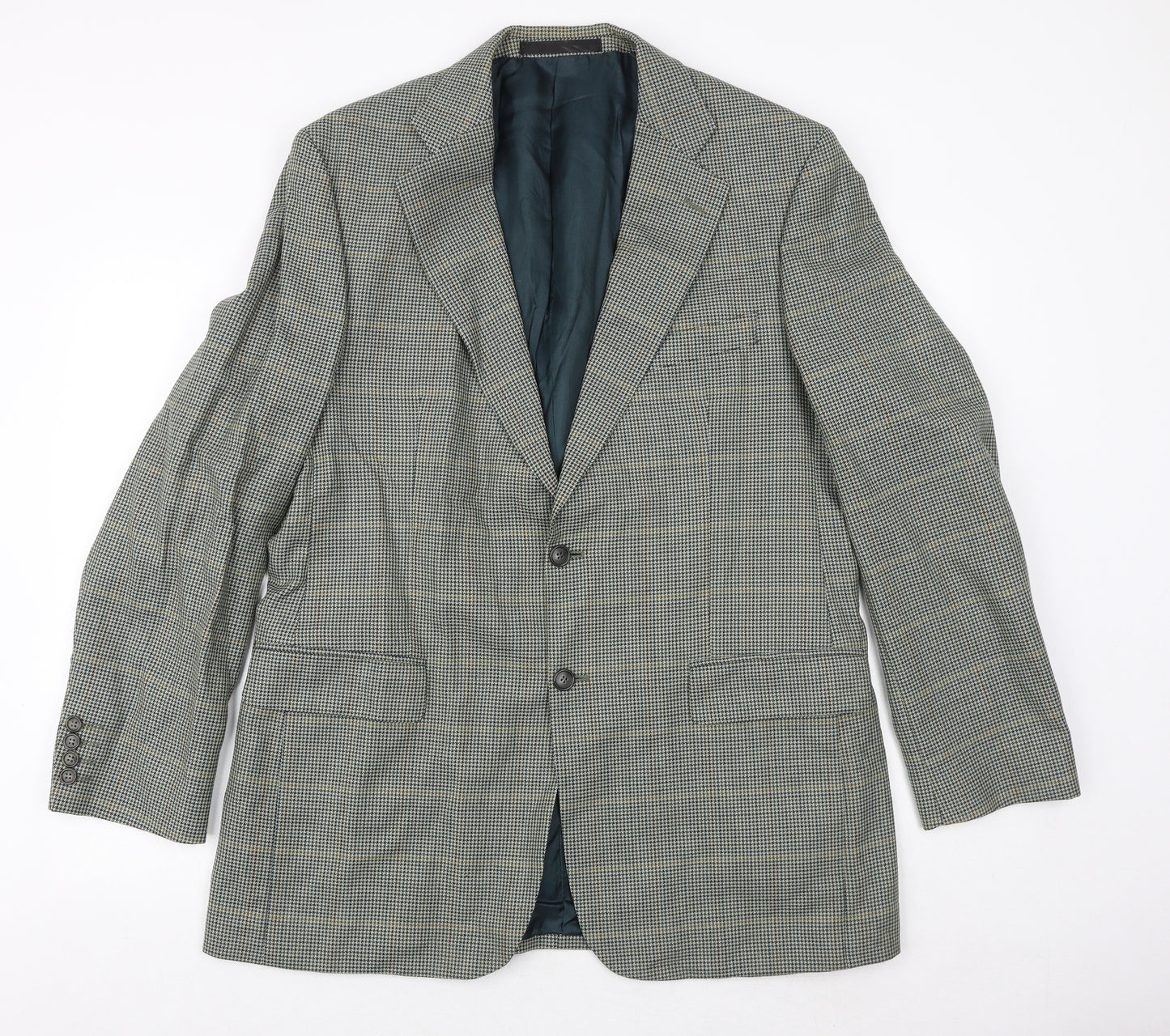 Marks and Spencer Mens Grey Geometric Wool Jacket Suit Jacket Size 42 Regular