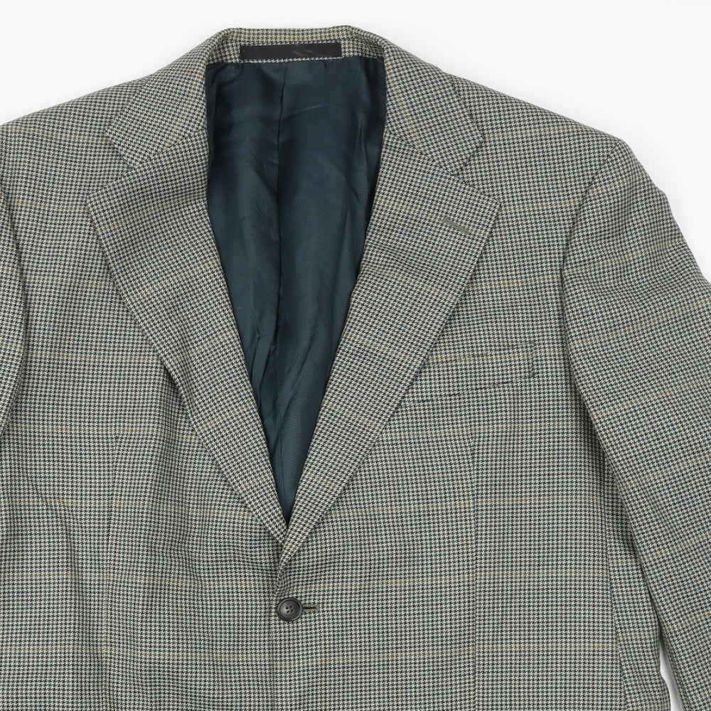 Marks and Spencer Mens Grey Geometric Wool Jacket Suit Jacket Size 42 Regular