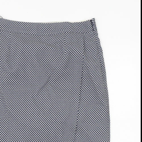 NEXT Womens Blue Geometric Polyester A-Line Skirt Size 14 Zip