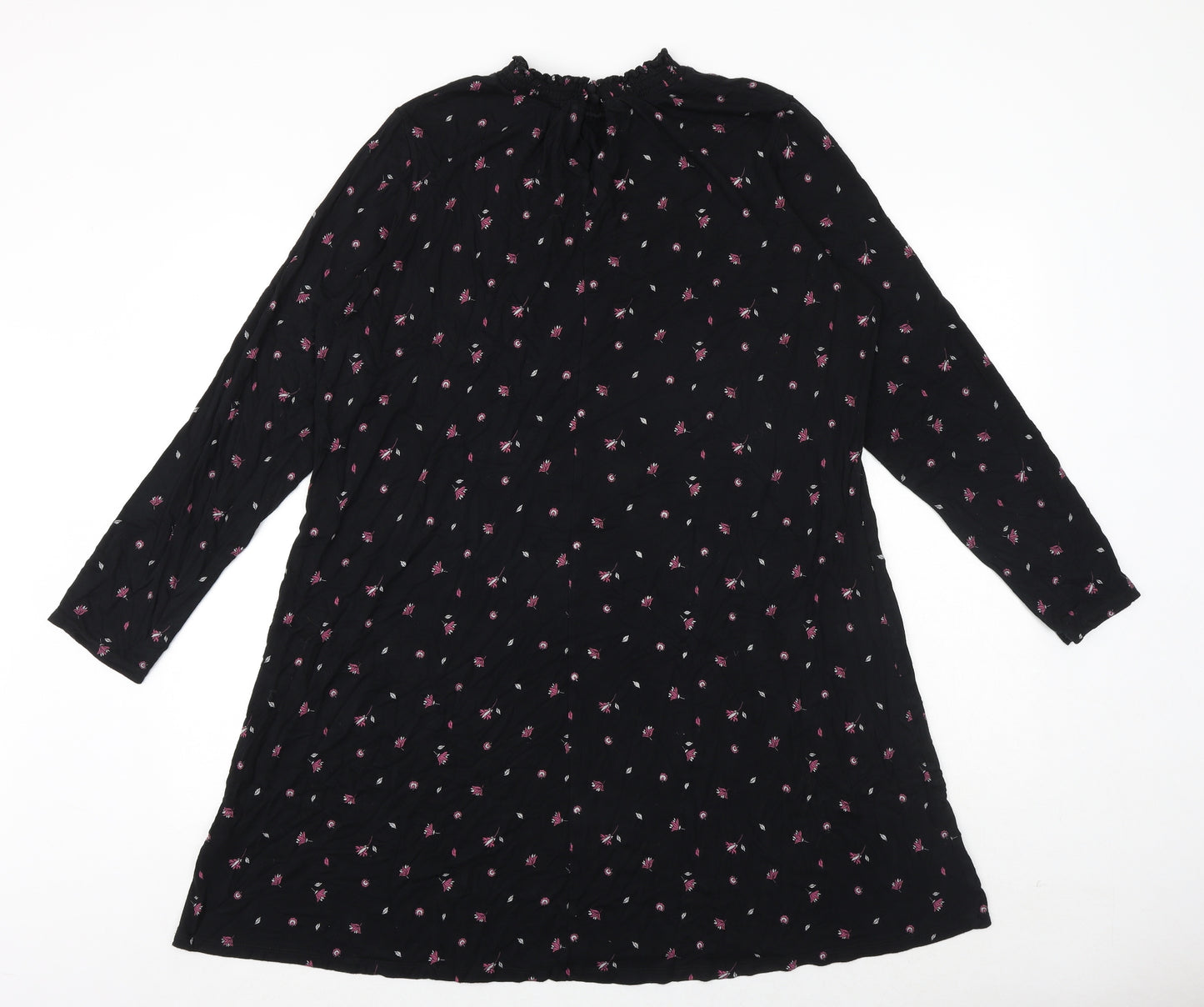 Marks and Spencer Womens Black Floral Viscose Basic Blouse Size 20 Mock Neck