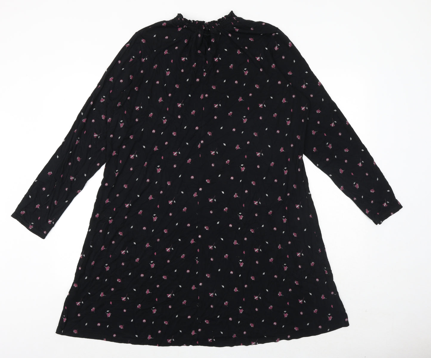 Marks and Spencer Womens Black Floral Viscose Basic Blouse Size 20 Mock Neck