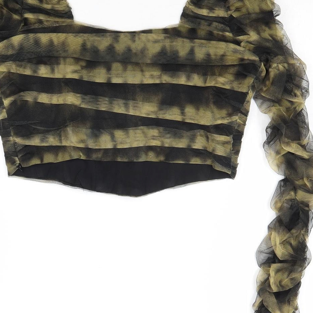 Zara Womens Multicoloured Polyester Cropped Blouse Size M V-Neck